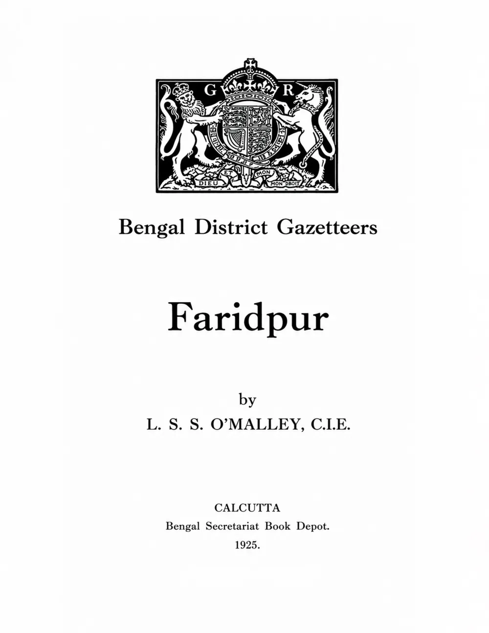 Bengal District Gazetteers: Faridpur