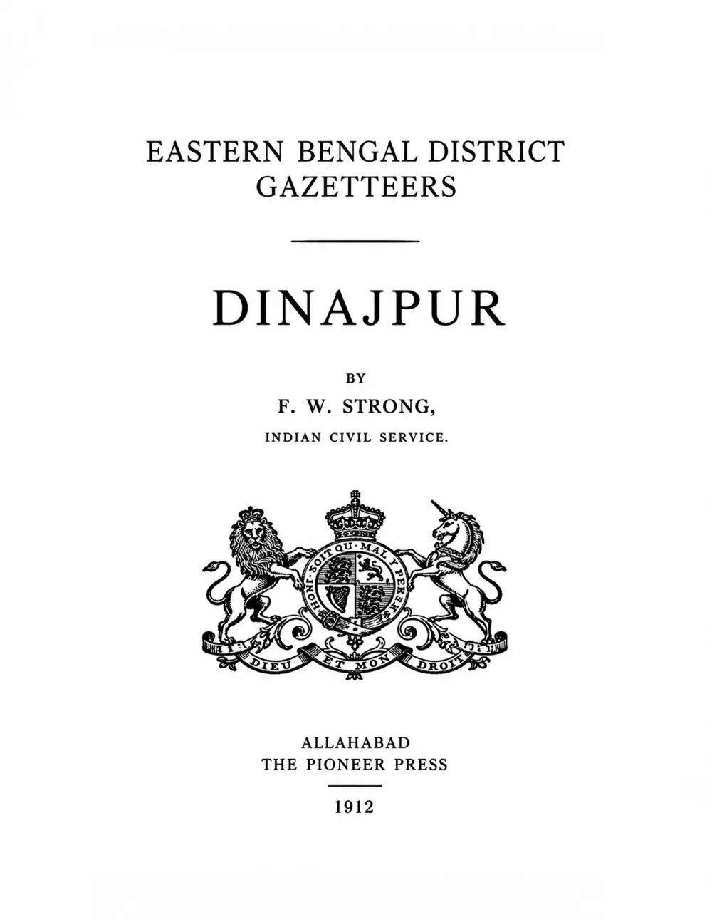 Bengal District Gazetteers: Eastern Bengal District Gazetteers - Dinajpur