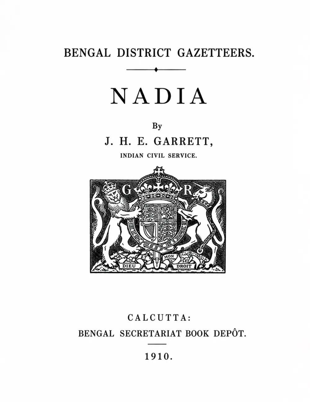 Bengal District Gazetteers: Nadia